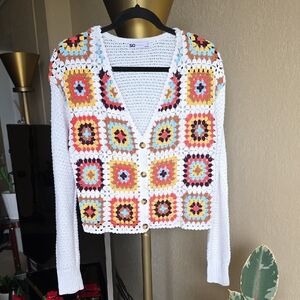 SO Colorful Crochet Cardigan Sweater
